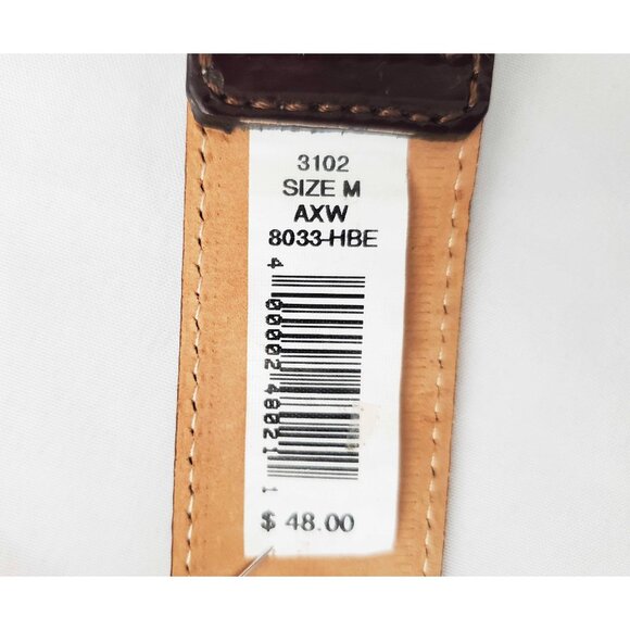 Armani Exchange Womens VTG Chestnut Brown Leather Belt Silver Logo Buckle M NWT - Picture 5 of 6